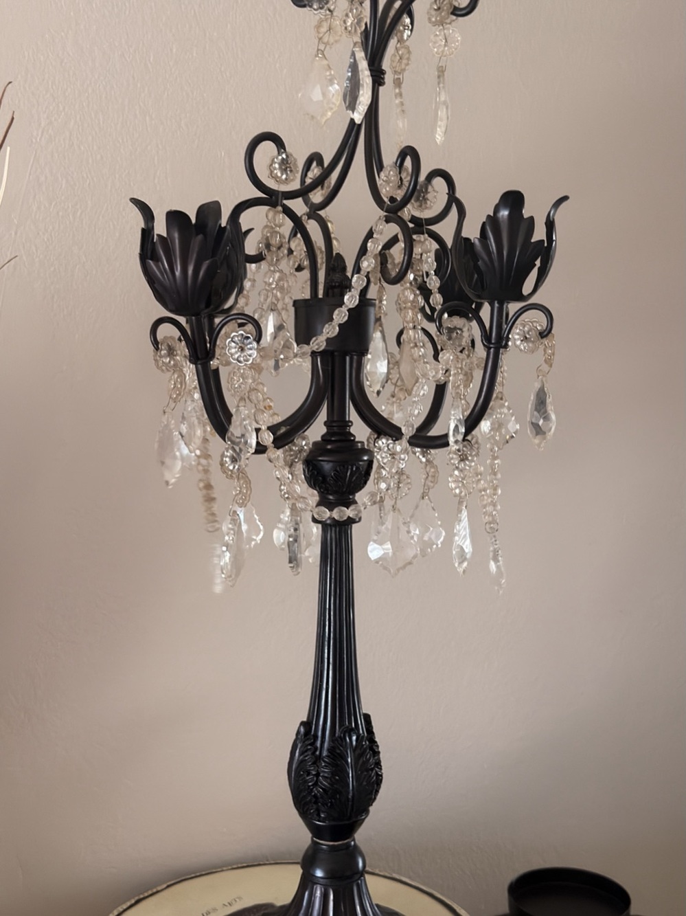 Large 28" Gothic Black 4-Arm Crystal Candelabra – Heavy Metal & Real Glass Cryst